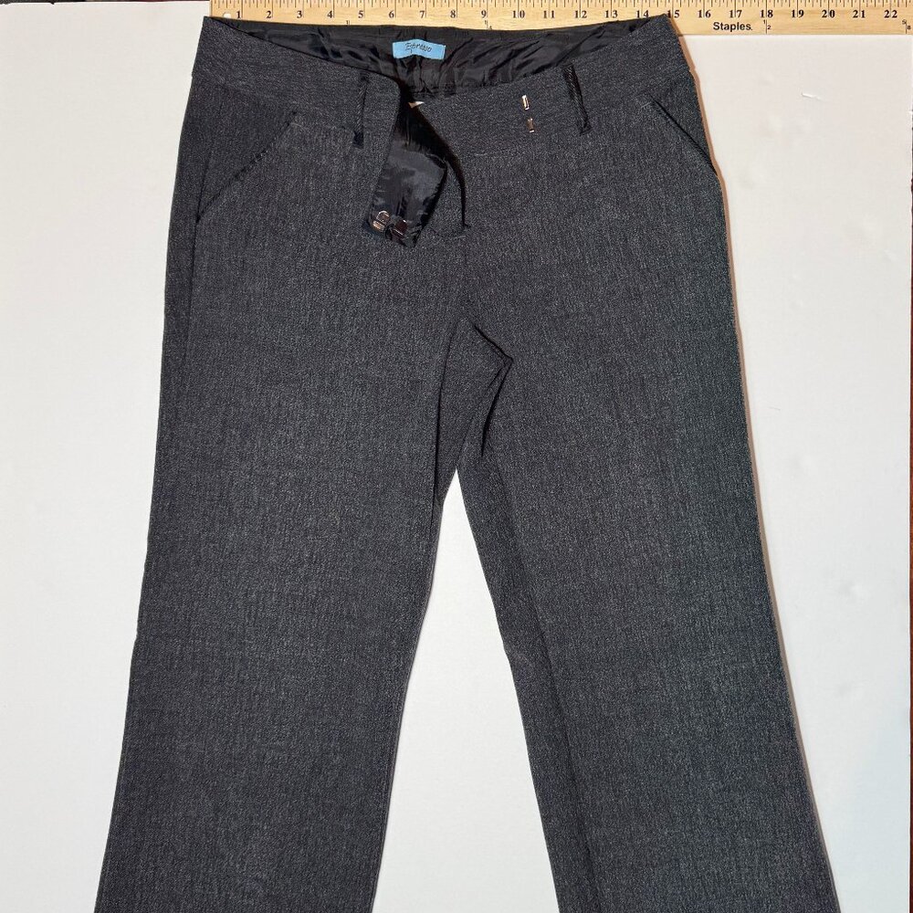 ESPRESSO Stylish Gray Black Dressy Lined Stretch Low Rise Straight Leg Pants S9
